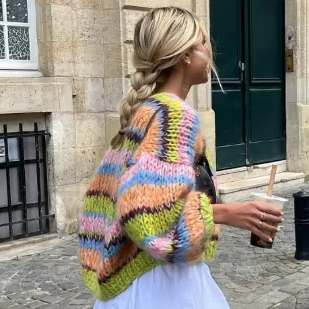 Davellia | Cozy Multicolor Knitted Cardigan for Women