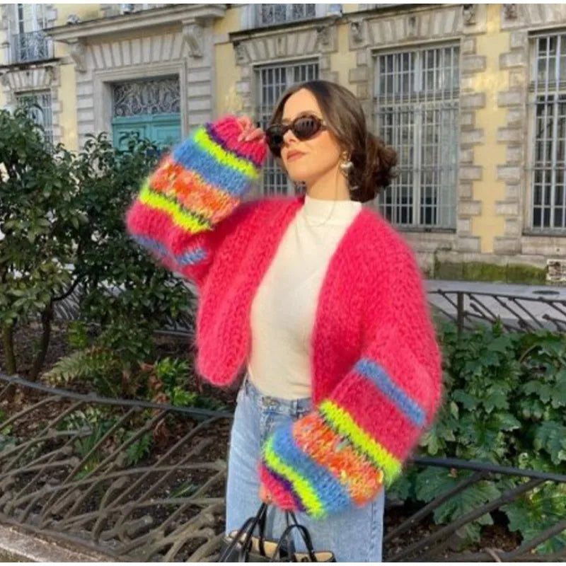 Davellia | Cozy Multicolor Knitted Cardigan for Women