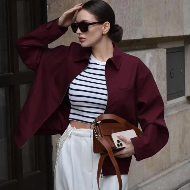 Davellia | Women's Zip-Up Bomber Jacket