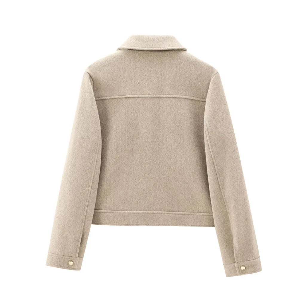 Davellia | Women’s Zippered Wool Bomber Jacket