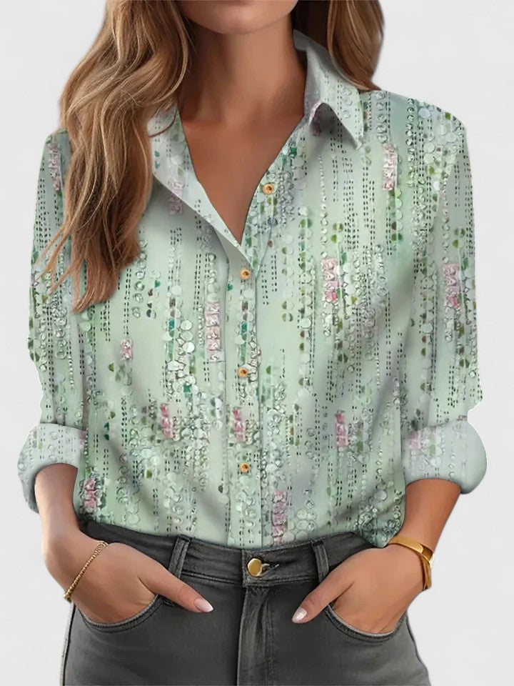 Davellia | Women's Elegant Printed Button-Up Blouse