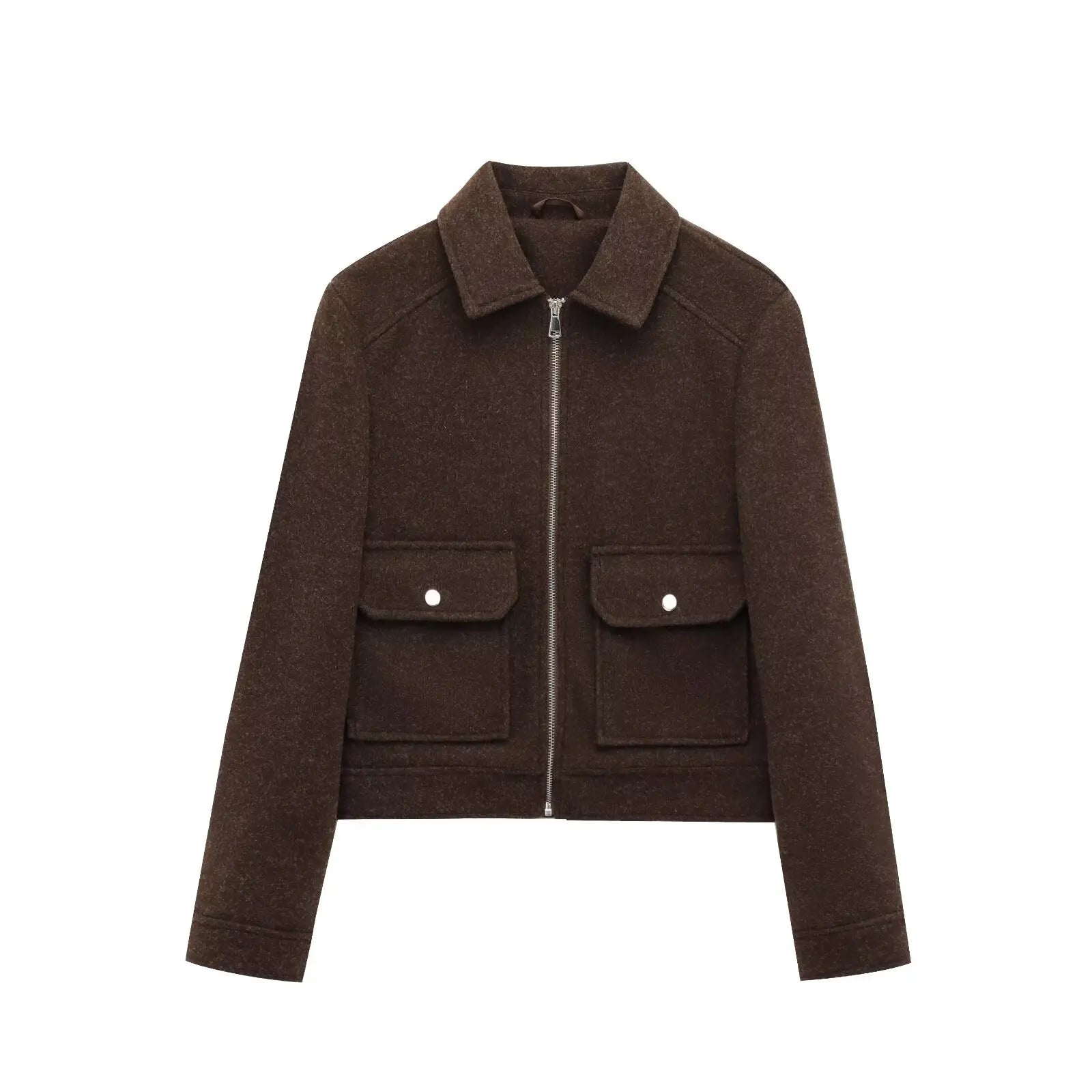 Davellia | Women’s Zippered Wool Bomber Jacket