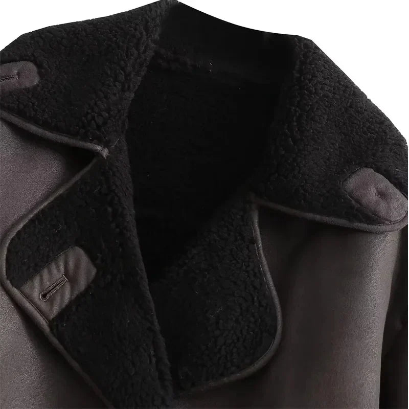 Davellia | Women's Shearling Aviator Jacket
