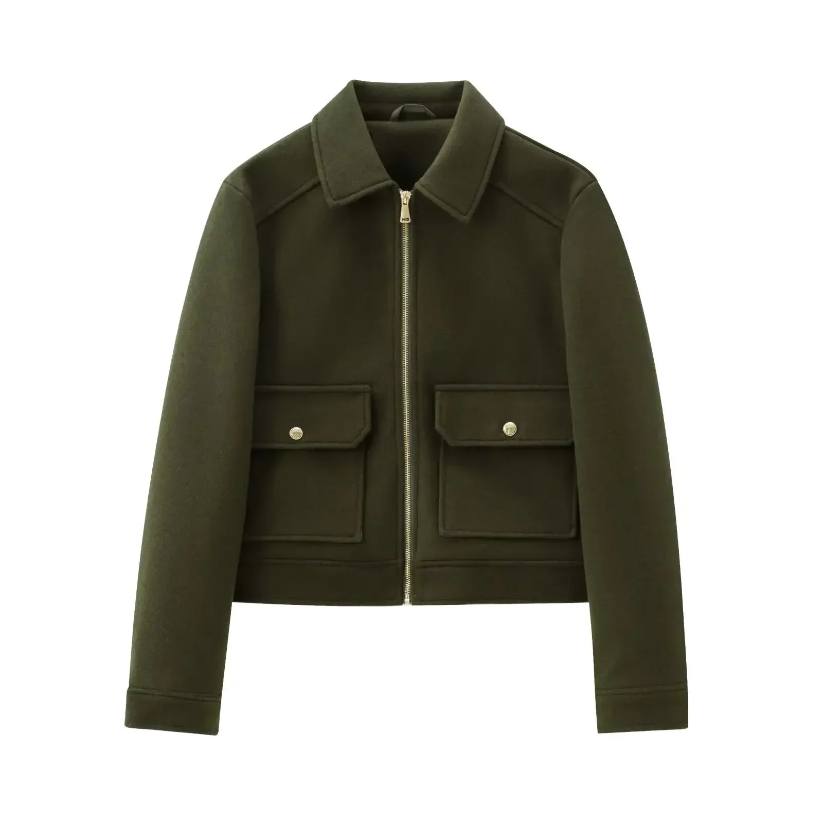 Davellia | Women’s Zippered Wool Bomber Jacket