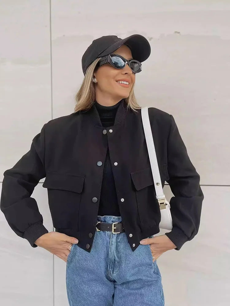 Davellia | Women’s Casual Pocket Front Bomber Jacket