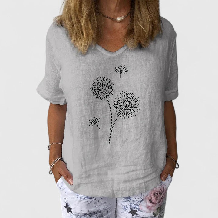 Davellia | Women’s Casual Dandelion Print Top