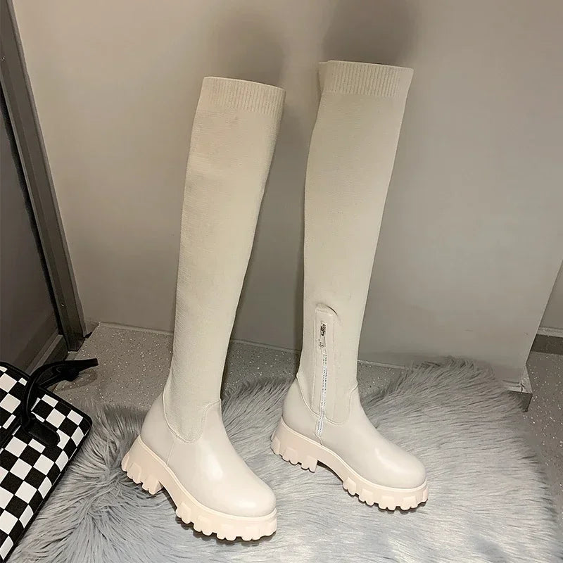 Davellia | Women’s Knee-High Boots with Chunky Sole