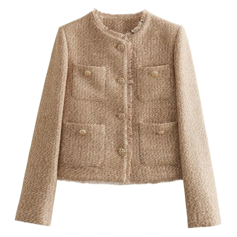 Davellia | Women's Tweed Button-Down Jacket