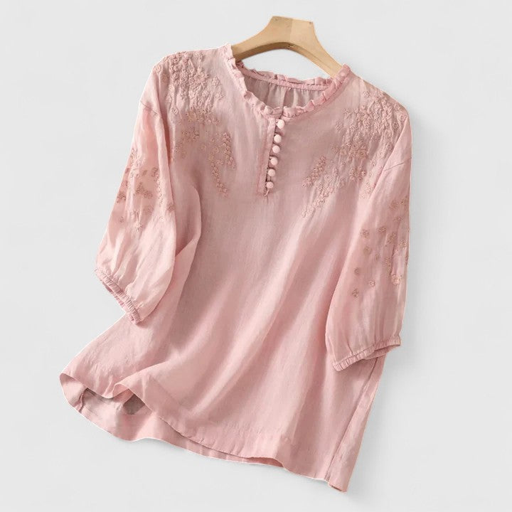 Davellia | Women’s Elegant Lace Button Blouse