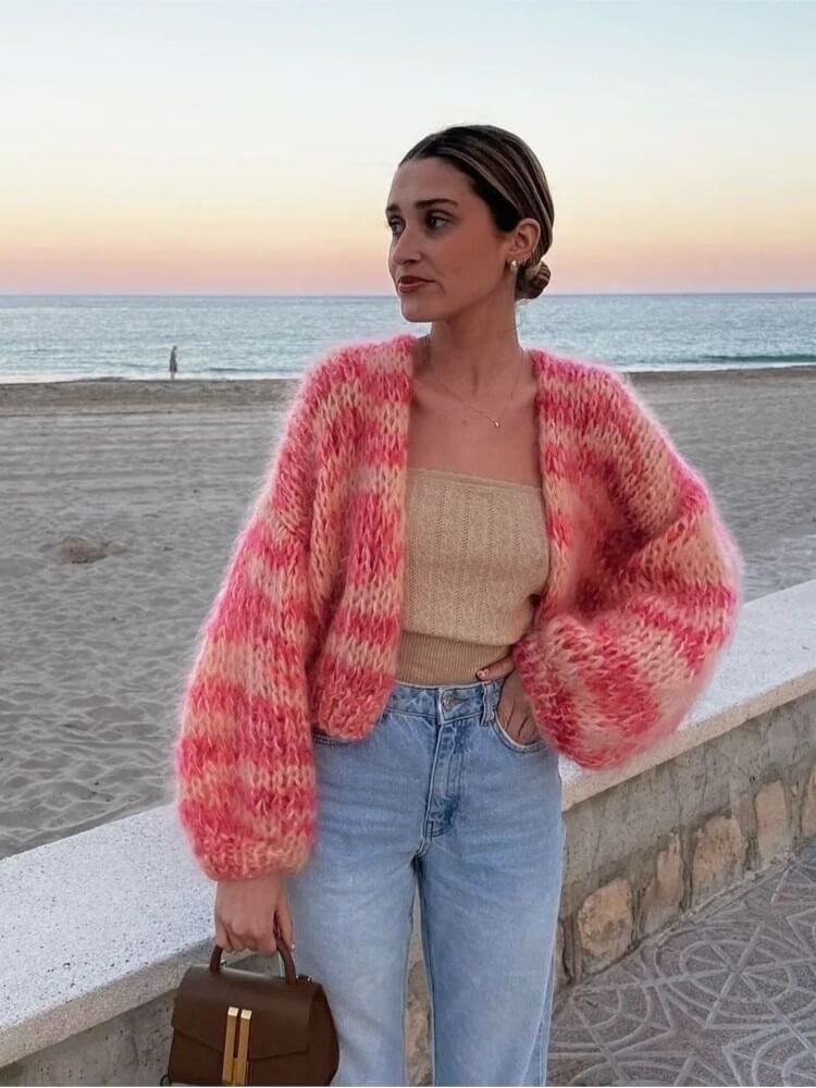 Davellia | Cozy Multicolor Knitted Cardigan for Women
