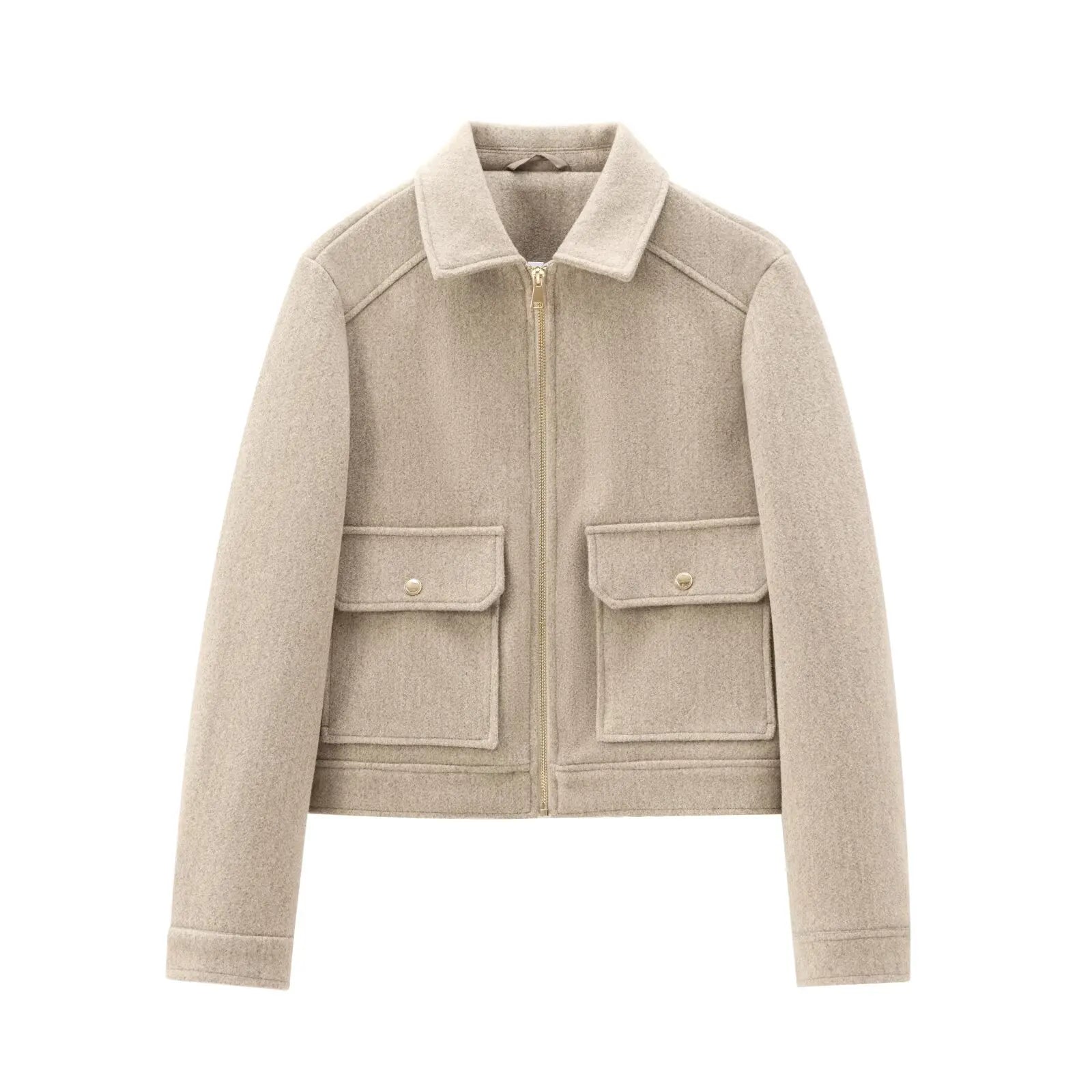 Davellia | Women’s Zippered Wool Bomber Jacket