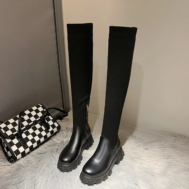 Davellia | Women’s Knee-High Boots with Chunky Sole
