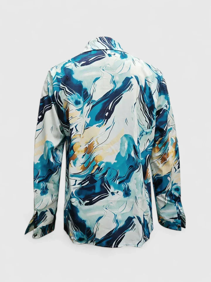 Davellia | Elegant Marble Print Button Blouse