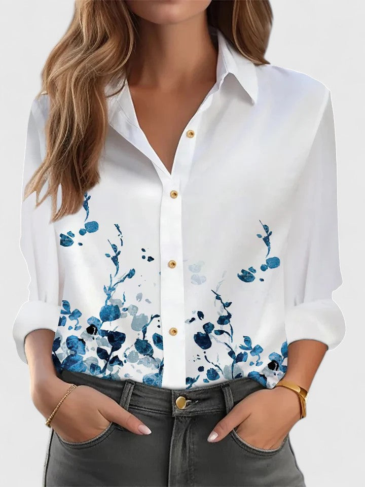 Davellia | Women's Elegant Printed Button-Up Blouse