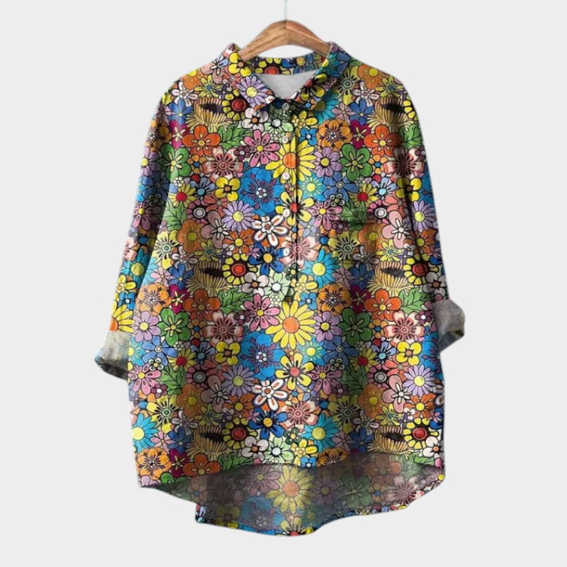 Davellia | Women's Elegant Botanical Print Button Blouse