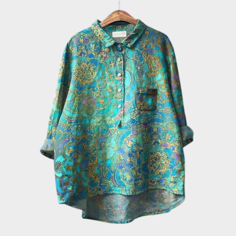Davellia | Women's Elegant Botanical Print Button Blouse
