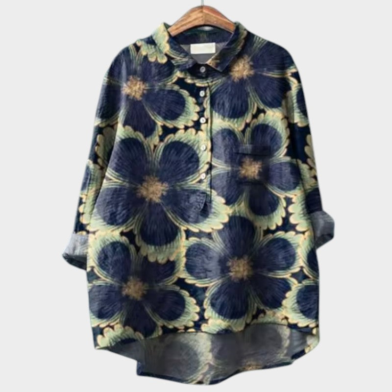 Davellia | Women's Elegant Botanical Print Button Blouse