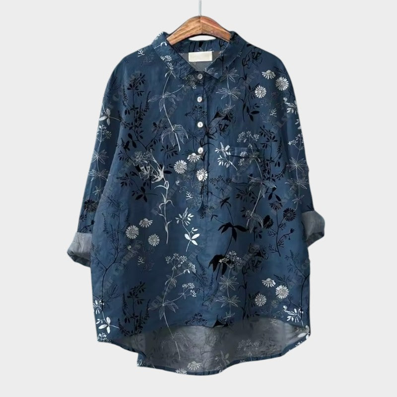 Davellia | Women's Elegant Botanical Print Button Blouse