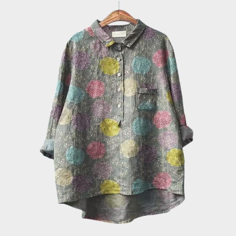 Davellia | Women's Elegant Botanical Print Button Blouse
