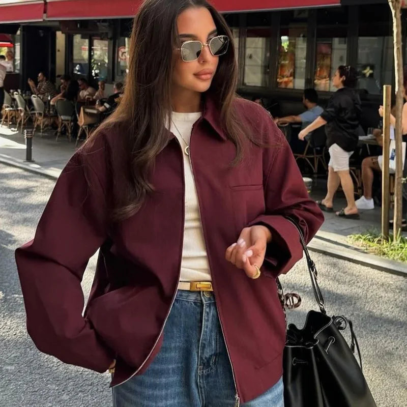 Davellia | Women's Zip-Up Bomber Jacket