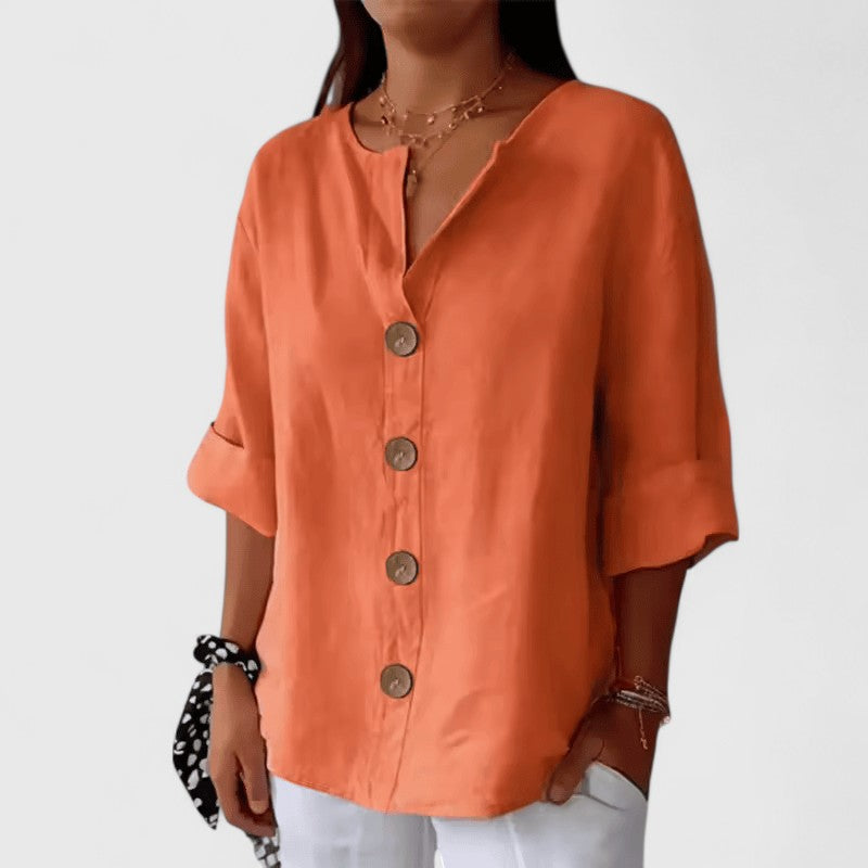 Davellia | Women's Linen Button-Up Casual Blouse