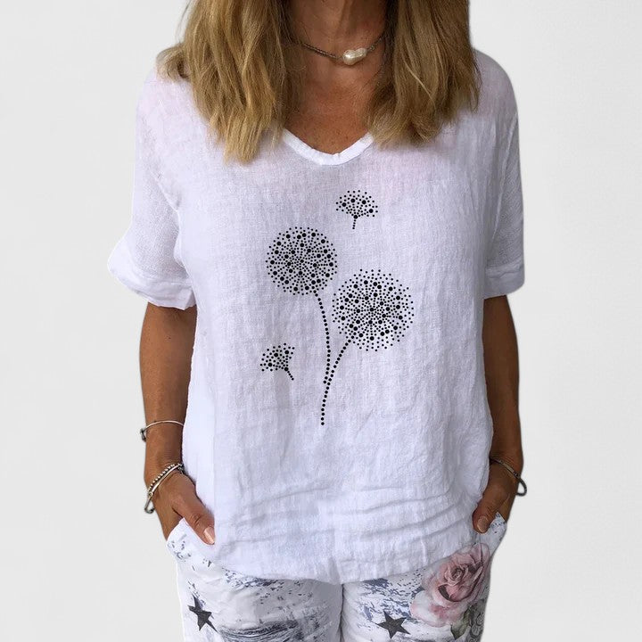 Davellia | Women’s Casual Dandelion Print Top