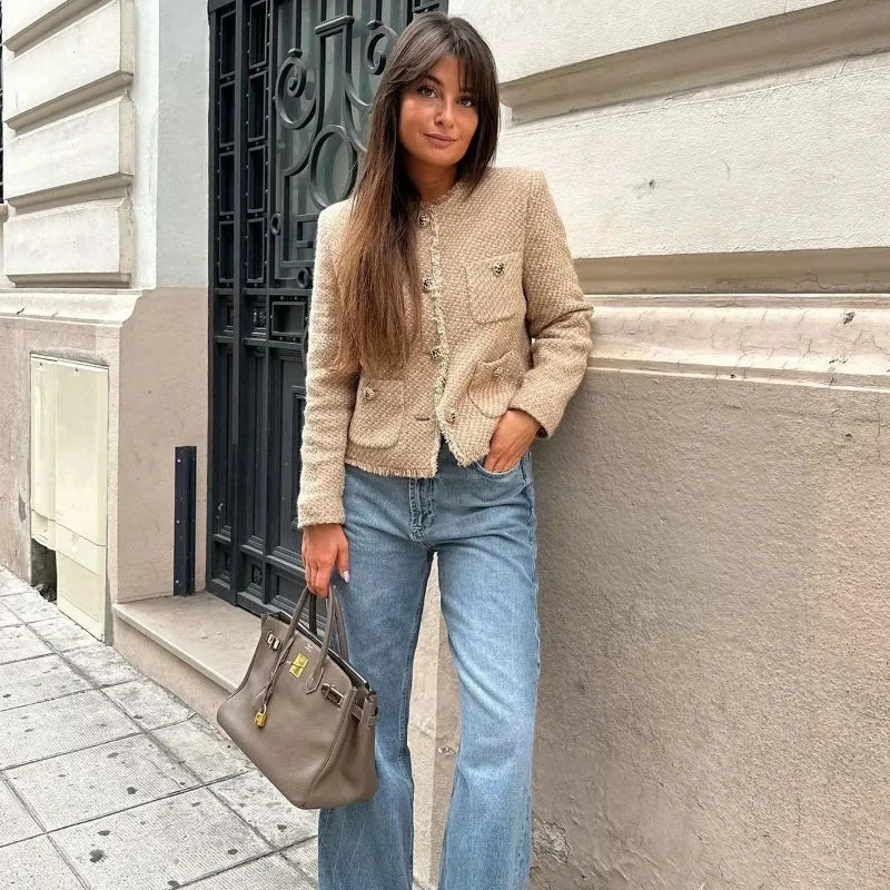 Davellia | Women's Tweed Button-Down Jacket