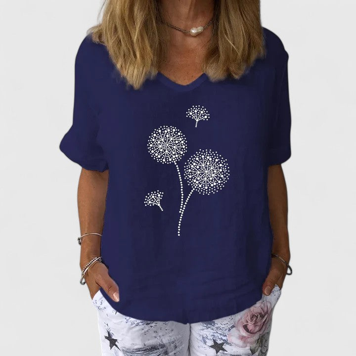 Davellia | Women’s Casual Dandelion Print Top