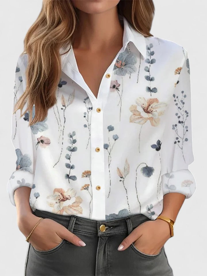 Davellia | Women's Elegant Printed Button-Up Blouse