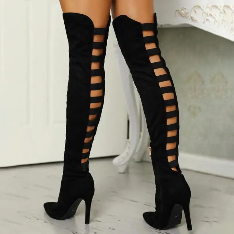 Davellia | Women’s Cutout Over-The-Knee High Heel Boots