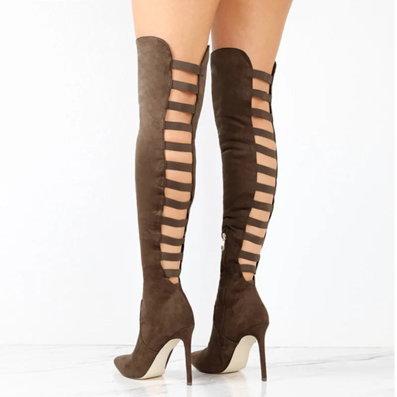 Davellia | Women’s Cutout Over-The-Knee High Heel Boots