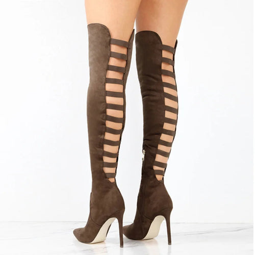 Davellia | Women’s Cutout Over-The-Knee High Heel Boots