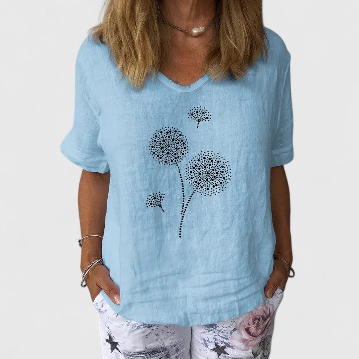 Davellia | Women’s Casual Dandelion Print Top