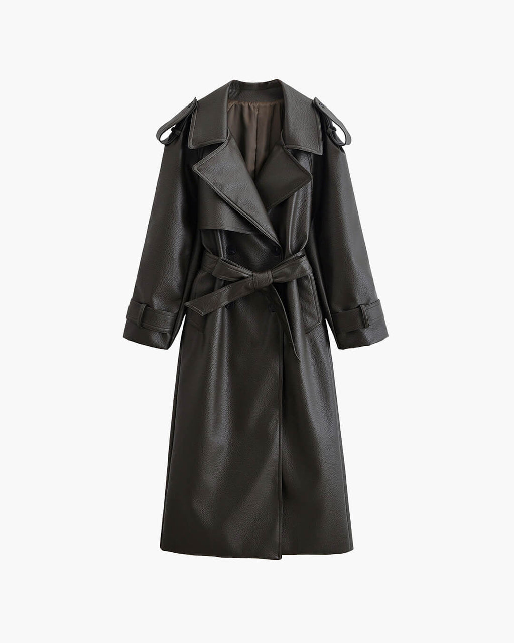 Davellia | Women’s Long Trench Leather Coat