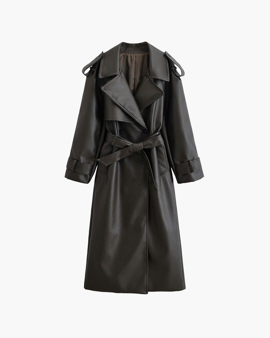 Davellia | Women’s Long Trench Leather Coat