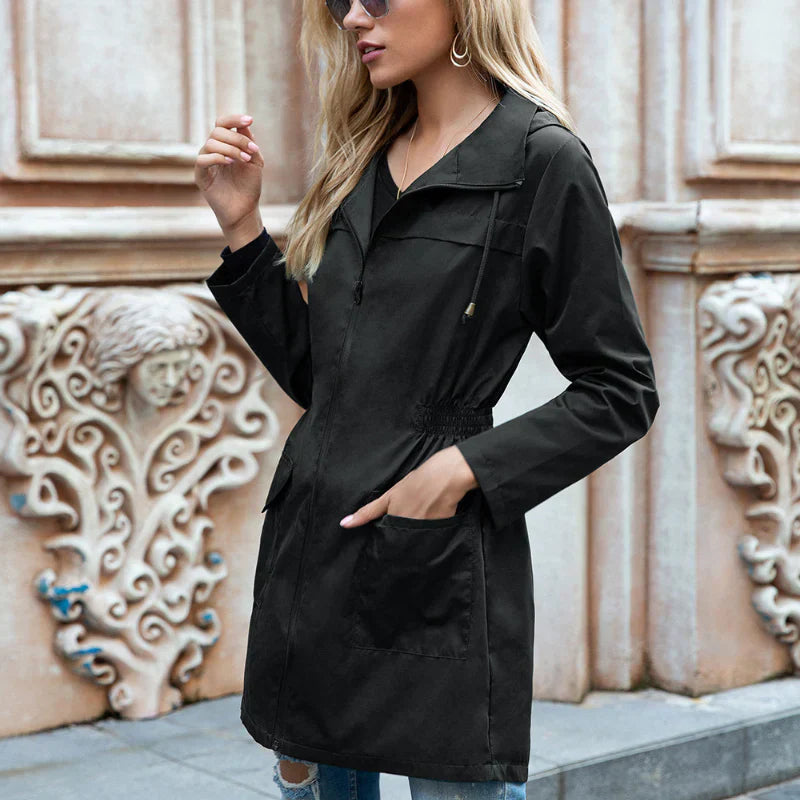 Davellia | Women’s Casual Drawstring Hooded Rain Jacket