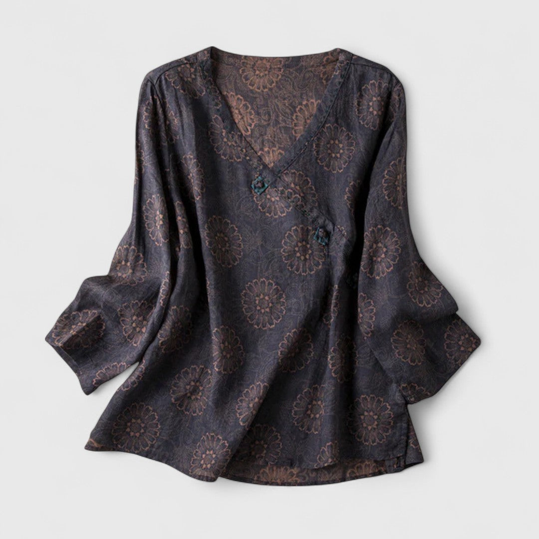 Davellia | Women's Elegant Textured V-Neck Wrap Blouse