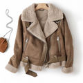 Davellia | Women’s Chic Shearling-Lined Moto Jacket