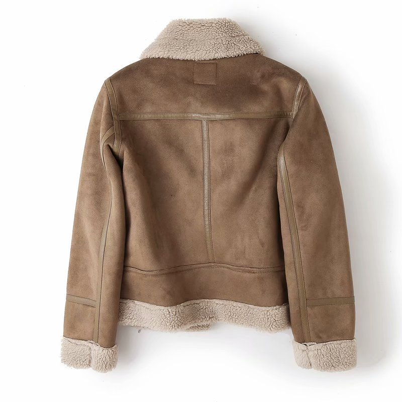 Davellia | Women’s Chic Shearling-Lined Moto Jacket