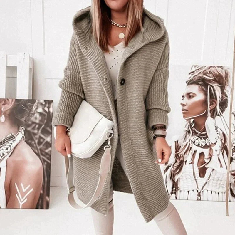 Davellia | Women’s Cozy Hooded Knit Cardigan Jacket