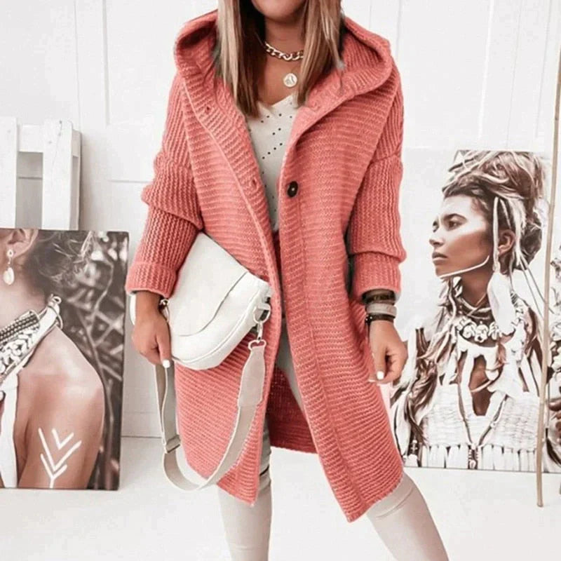 Davellia | Women’s Cozy Hooded Knit Cardigan Jacket