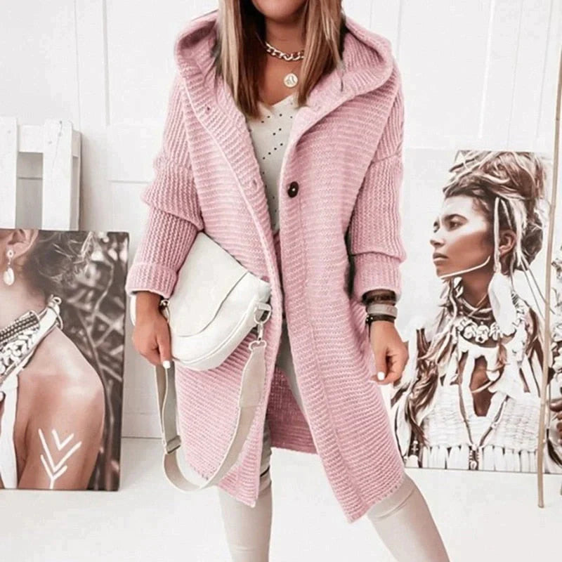 Davellia | Women’s Cozy Hooded Knit Cardigan Jacket