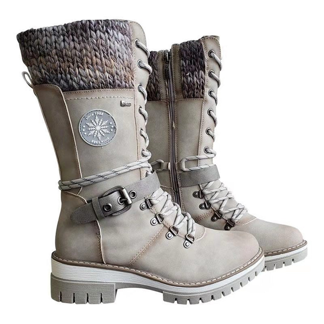 Davellia | Women’s Lace-Up Boots with Knit Cuff