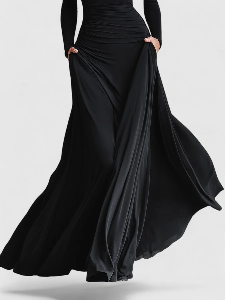 Davellia | Boat Neck Ruched Maxi Dress