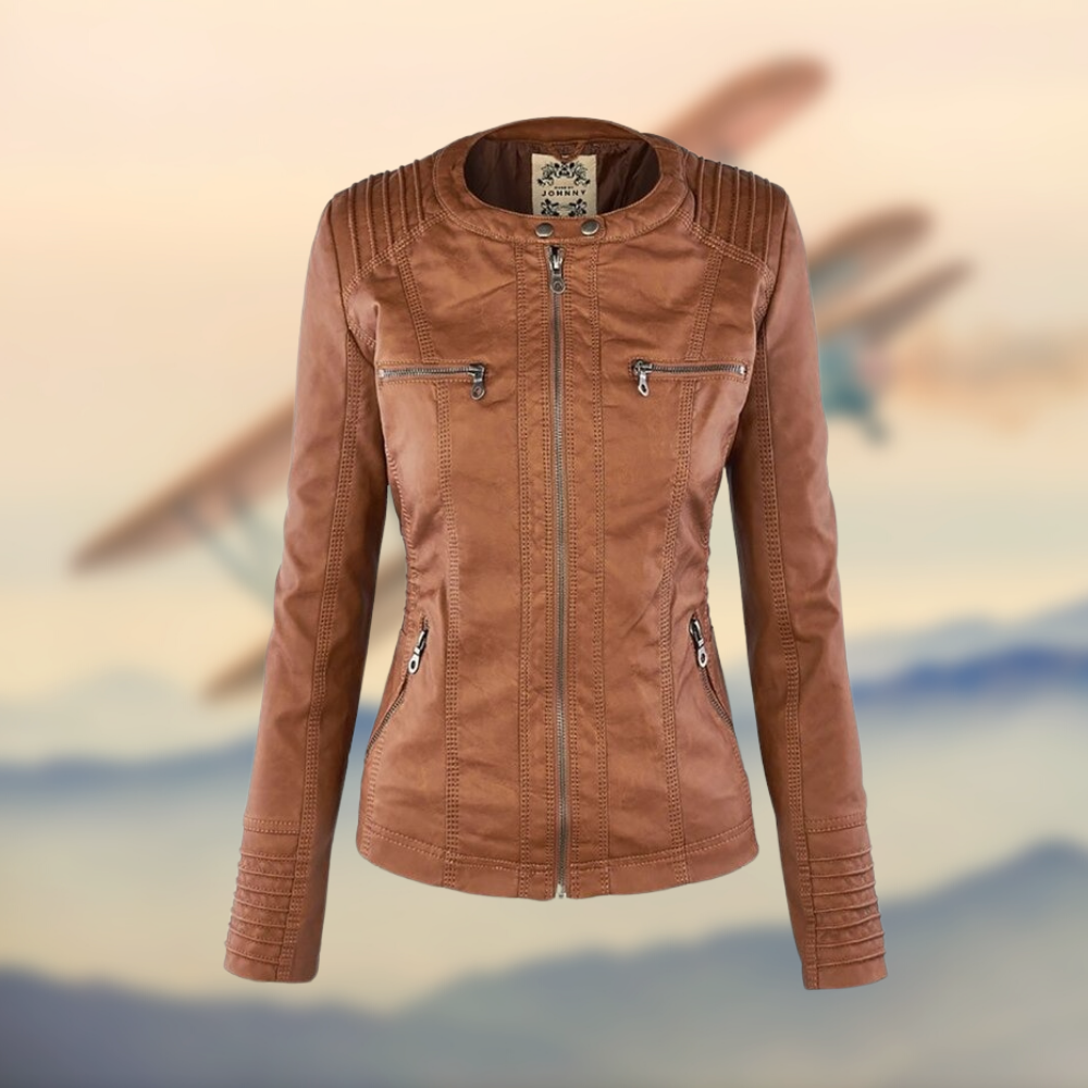 Davellia | Women’s Trendy Zip-Up Biker Jacket