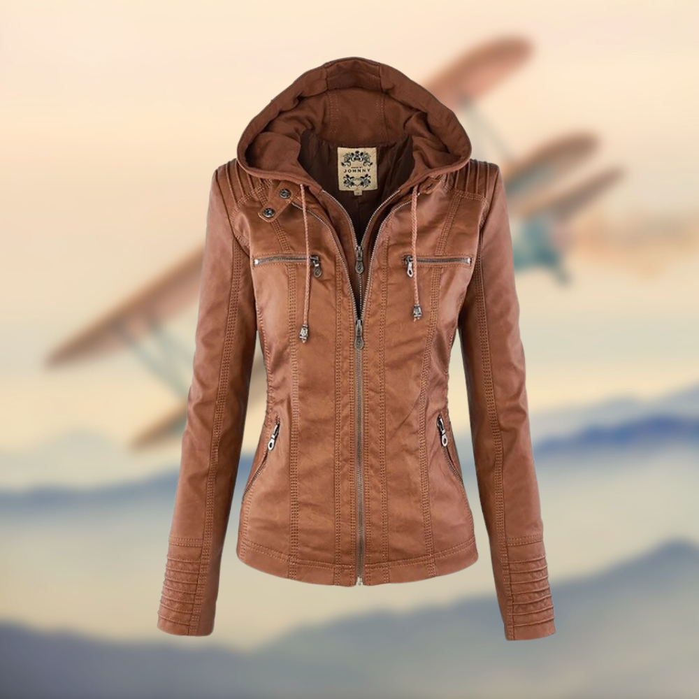 Davellia | Women’s Trendy Zip-Up Biker Jacket
