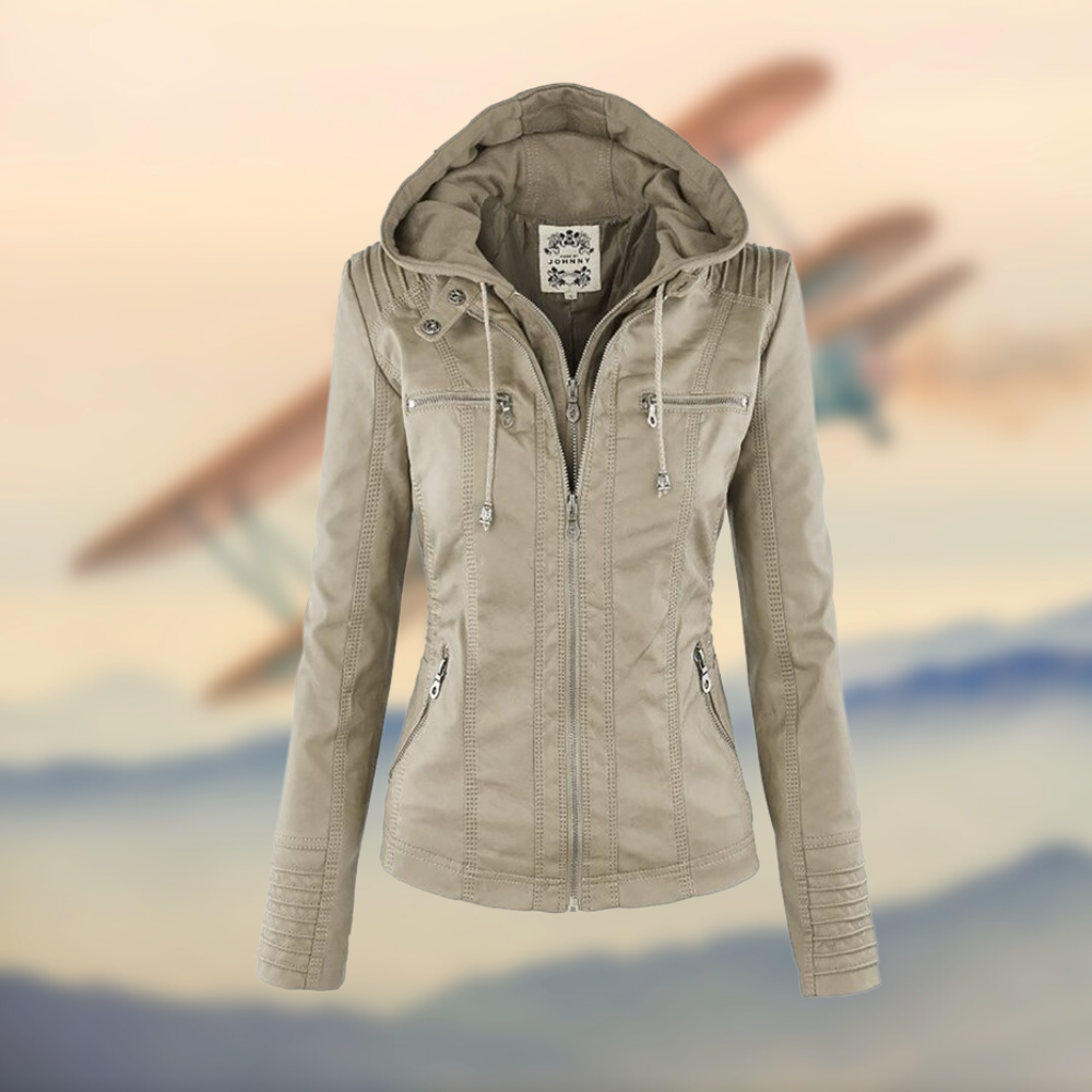 Davellia | Women’s Trendy Zip-Up Biker Jacket