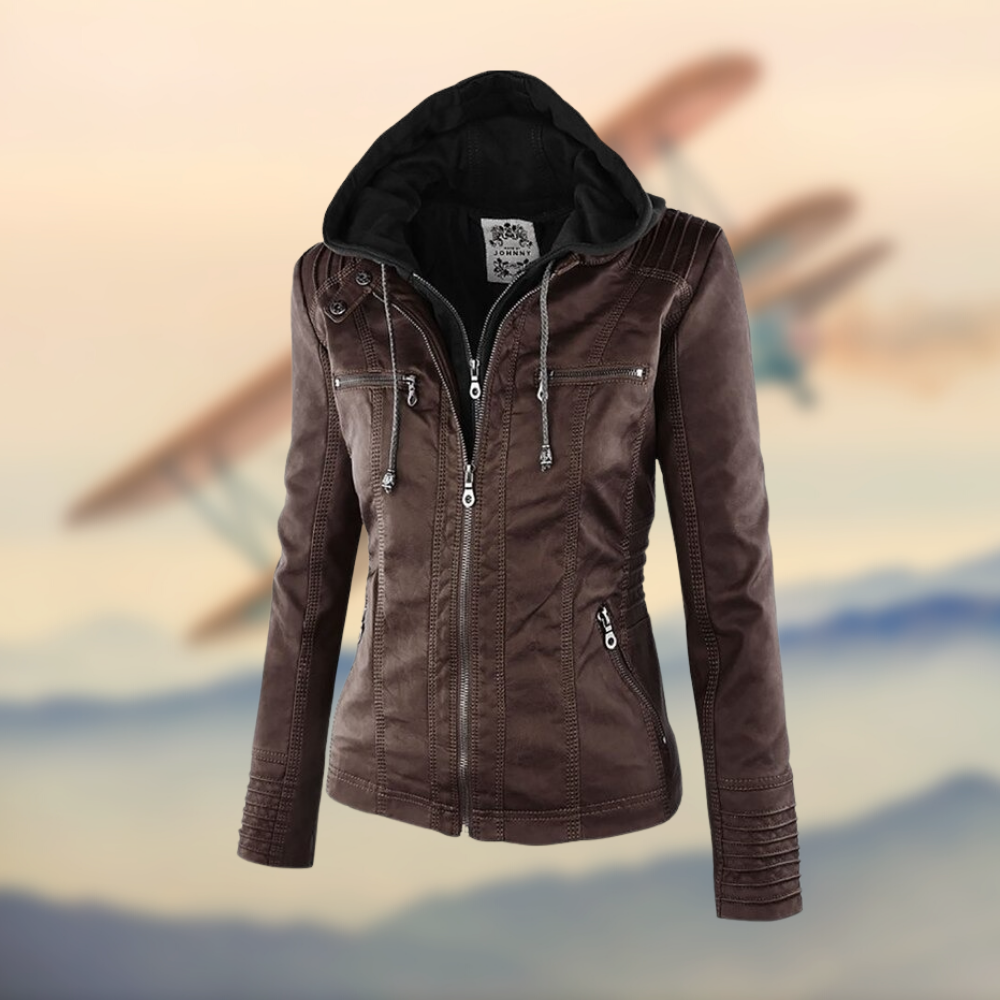 Davellia | Women’s Trendy Zip-Up Biker Jacket