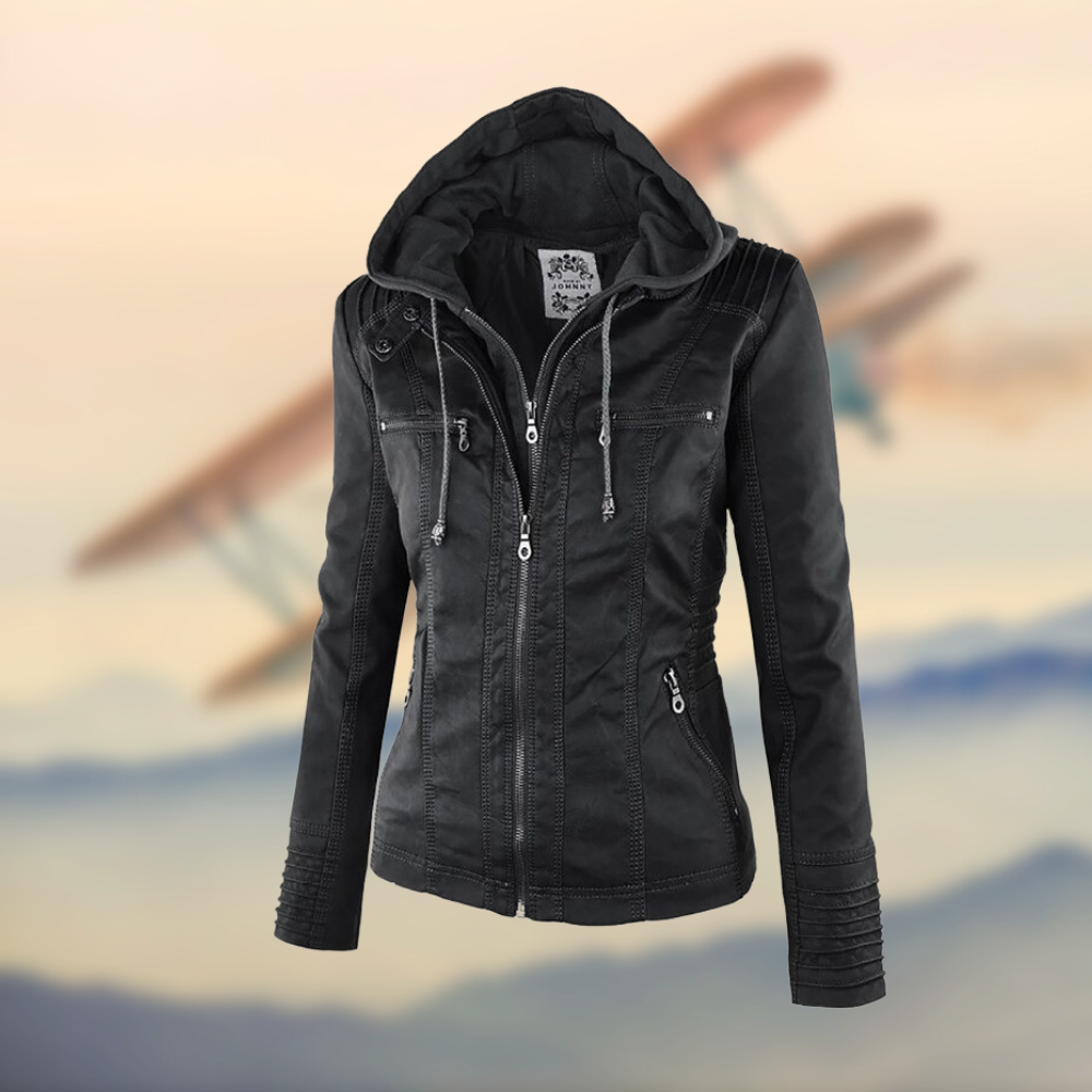 Davellia | Women’s Trendy Zip-Up Biker Jacket