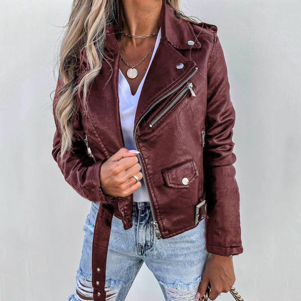 Davellia | Women’s Trendy Zip-Up Biker Jacket